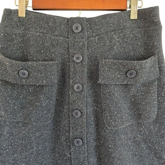 Sundance Womens Wool Blend Button Front Skirts Pockets Small Blue Gray Speckled - Picture 4 of 9